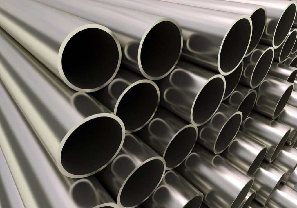 Close up image of steel pipes.